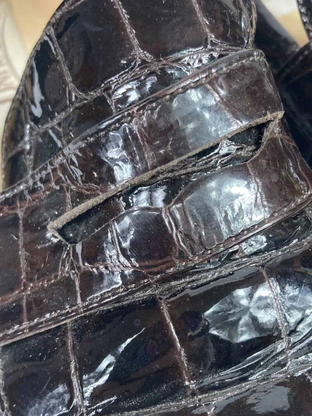 Bandolino Loafers Womens 7.5(M) Brown-Etched Leather-Dress Shoe-#105 Italy Made